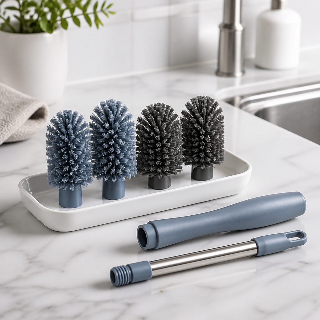 Four replacement SpoutBrush heads in a tray